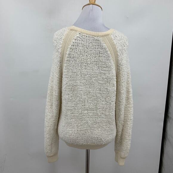 Rag & Bone Sweater Womens S/M Cream Wool Blend Teddy Knit Pullover Long Sleeve - Picture 6 of 10
